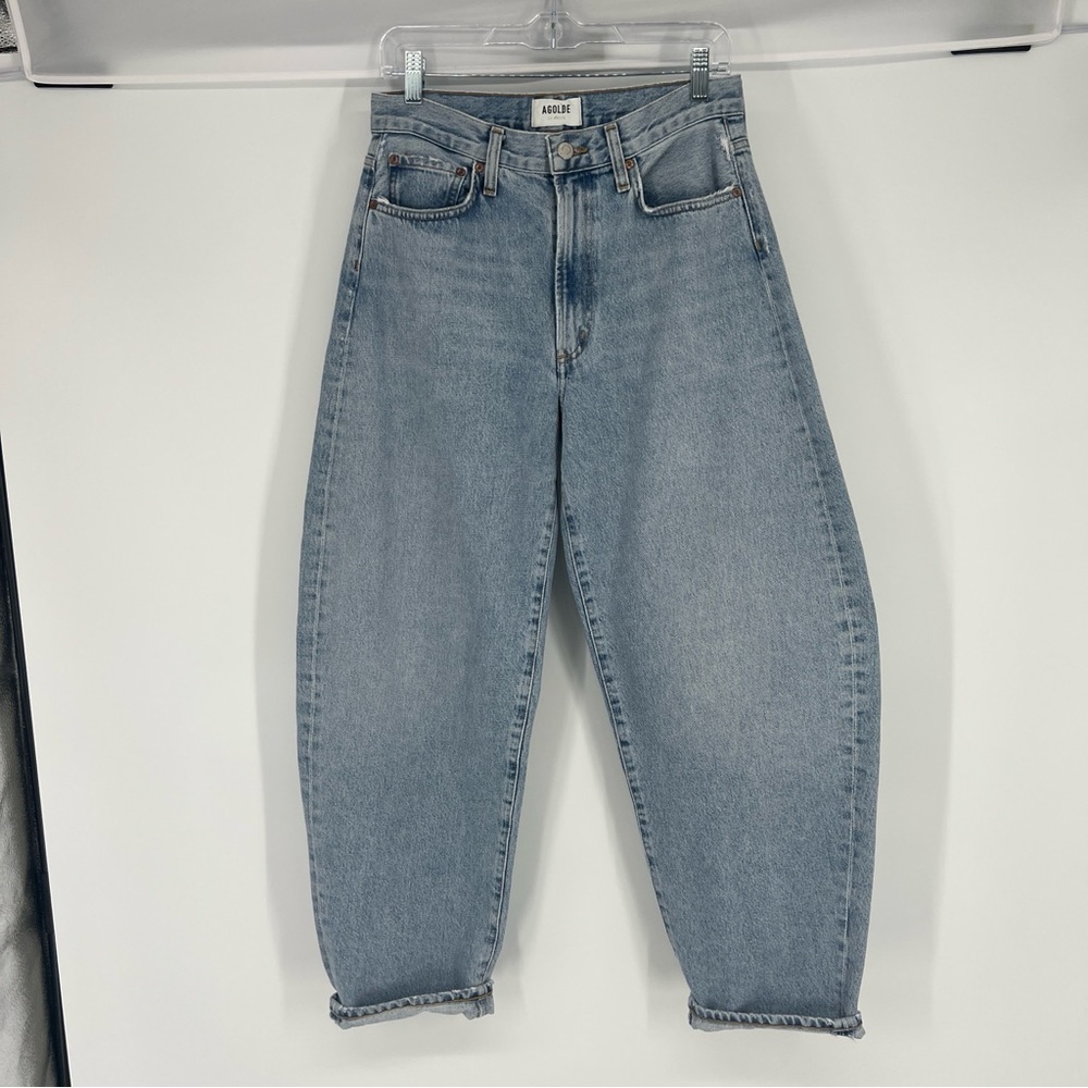 Agolde Balloon Baggy Leg Mid Rise Light Wash Classic Bohemian Denim Jeans 27